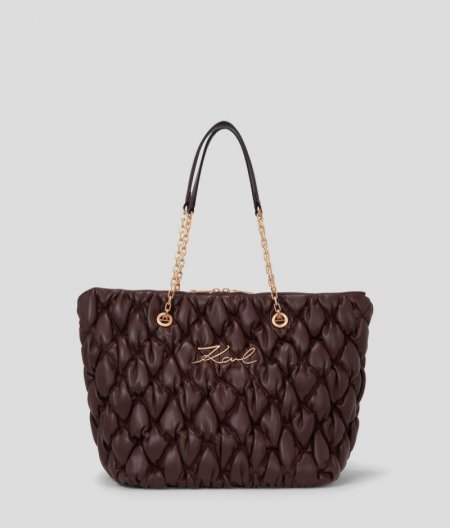 WOMEN'S K/SIGNATURE KUILT TOTE BAG - Dark Chocolate