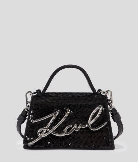 WOMEN'S K/SIGNATURE SEQUIN NANO BAG - Black