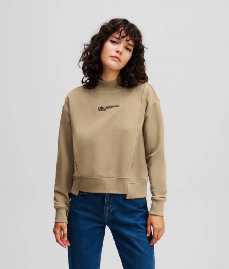 WOMEN'S ASYMMETRIC MOCK-NECK SWEATSHIRT - Desert Taupe