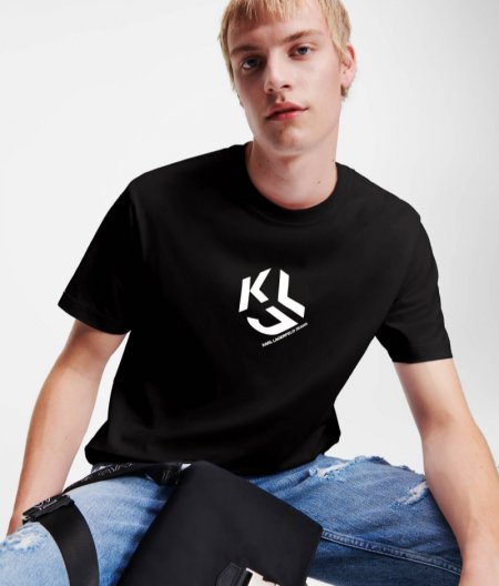 MEN'S KLJ MONOGRAM REGULAR T-SHIRT - BLACK