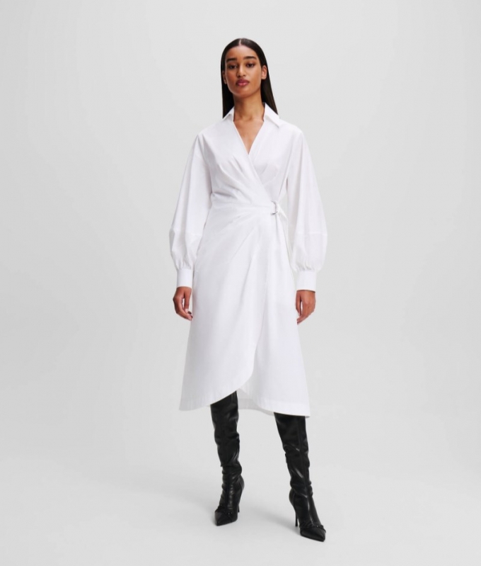 WOMEN'S WRAP SHIRT DRESS - White