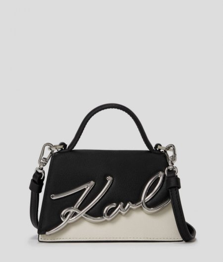 WOMEN'S K/SIGNATURE NANO BAG - Black/White