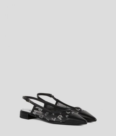 WOMEN'S KERRIE RHINESTONE SLINGBACKS - Black/Silver