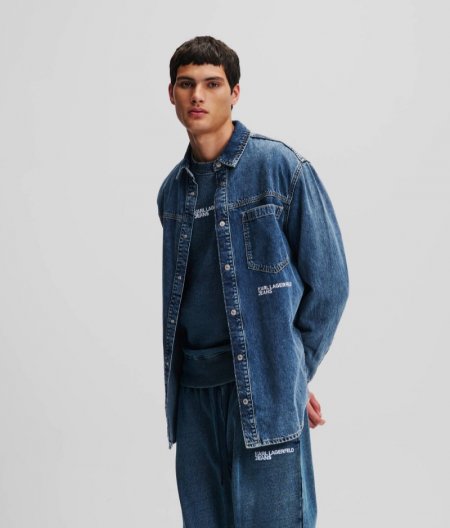 MEN'S KLJ DENIM SHIRT - Acid Washed Dark Blue