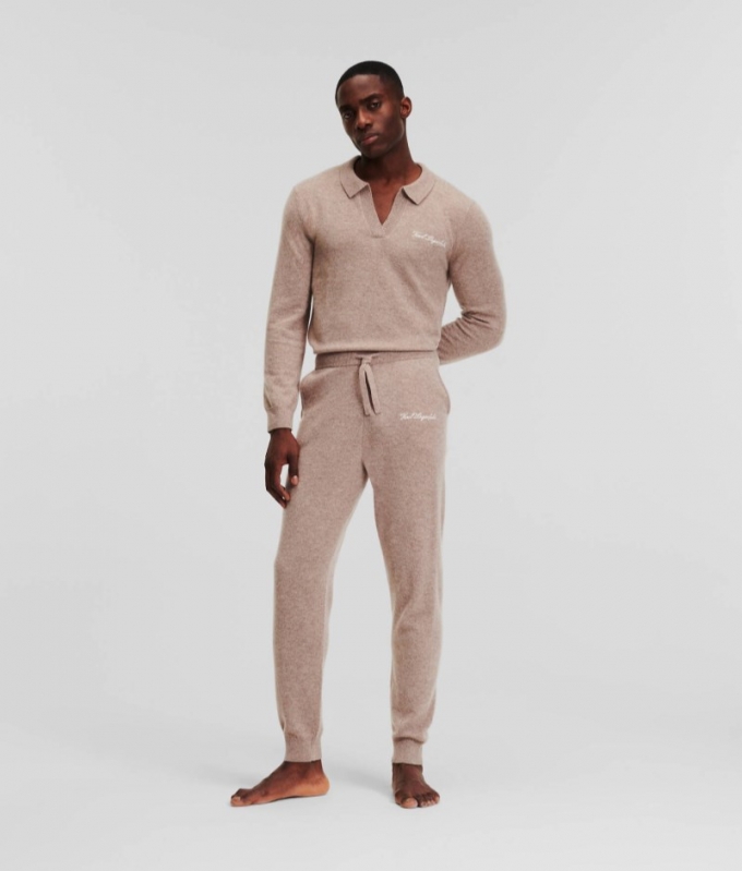 MEN'S HOTEL KARL CASHMERE JOGGERS - Toast Beige