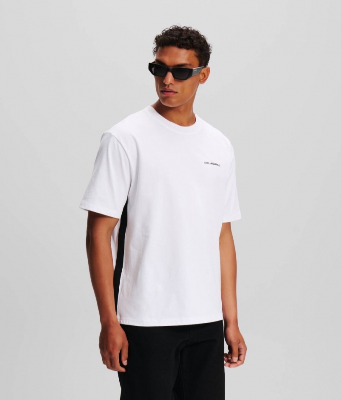 MEN'S KARL LOGO TAPE T-SHIRT - White