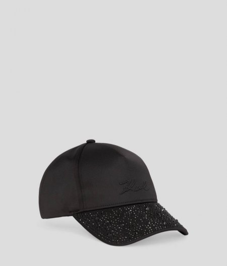 WOMEN'S K/SIGNATURE RHINESTONE CAP - Black Embellishment