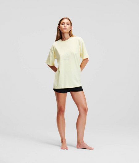 WOMEN'S IKON SHORTS AND T-SHIRT PAJAMA SET - Pastel Yellow/Black/Silver