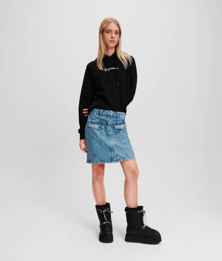 WOMEN'S KLJ DENIM MINI SKIRT - Stone Washed Bright Blue