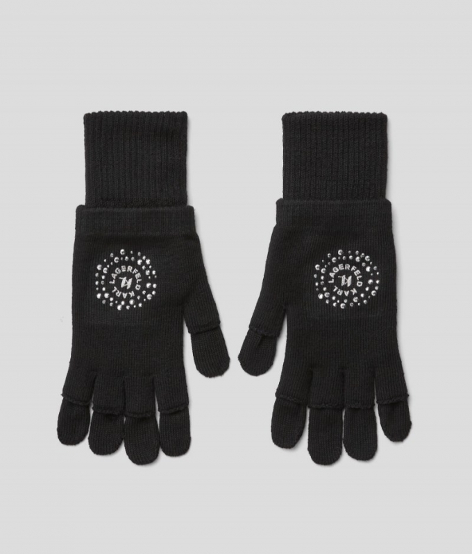 GIRLS KL MONOGRAM GLOVES - Black