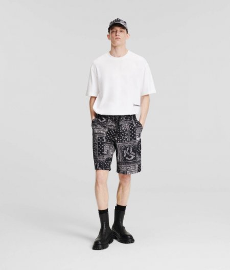 MEN'S KLJ BANDANA-PRINT SHORTS - AOP BANDANA BLACK