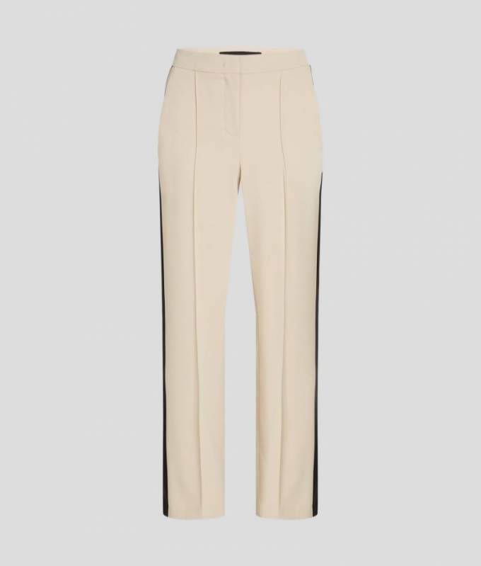 WOMEN'S TAILORED TUXEDO PANTS - Beige