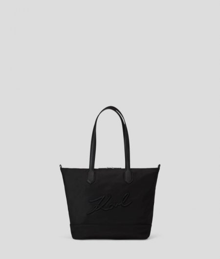 WOMEN'S K/SIGNATURE NYLON MEDIUM TOTE BAG - Ash Grey