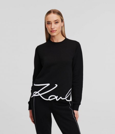 WOMEN'S KARL SIGNATURE HEM SWEATSHIRT - Rose Smoke