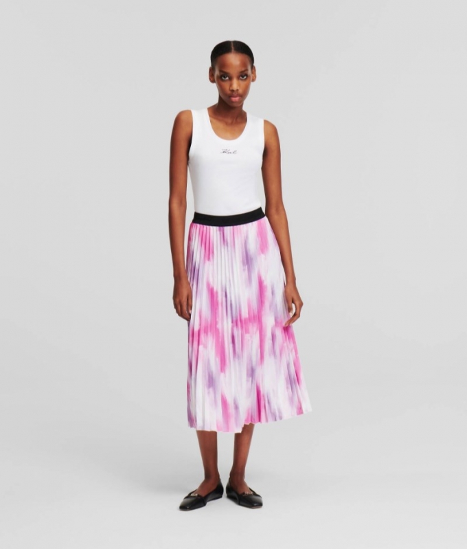 WOMEN'S DEGRADÉ PLEATED SKIRT - Spring Crocus