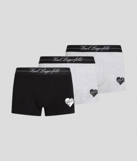 MEN'S K/HEART TRUNKS – 3-PACK - Black/Grey Melange