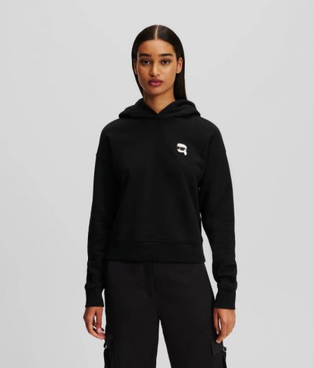 WOMEN'S IKON PATCH HOODIE - Black