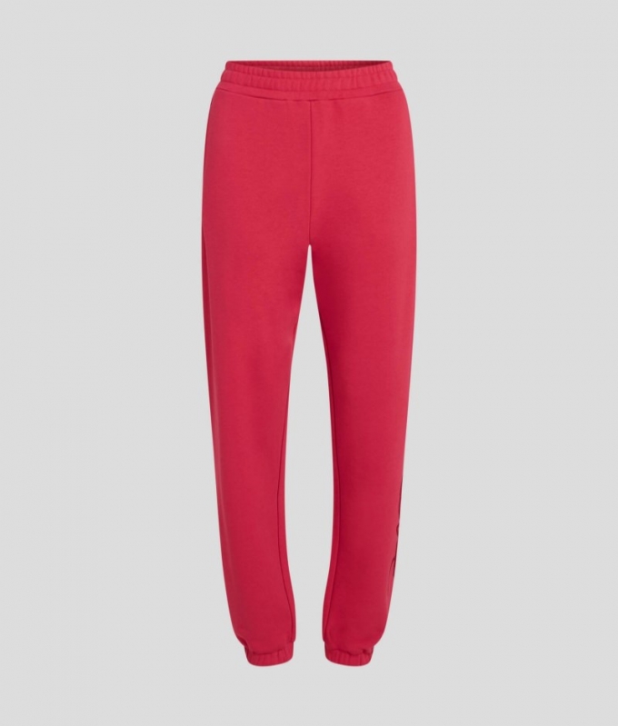 WOMEN'S RHINESTONE KARL SIGNATURE SWEATPANTS - Persian Red