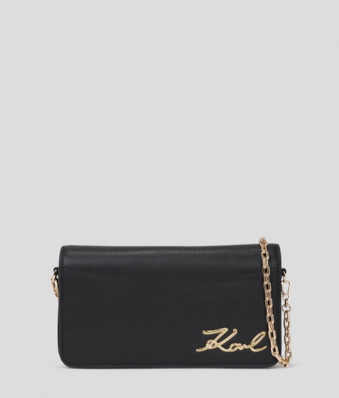 WOMEN'S K/SIGNATURE SHOULDER POUCH - Black