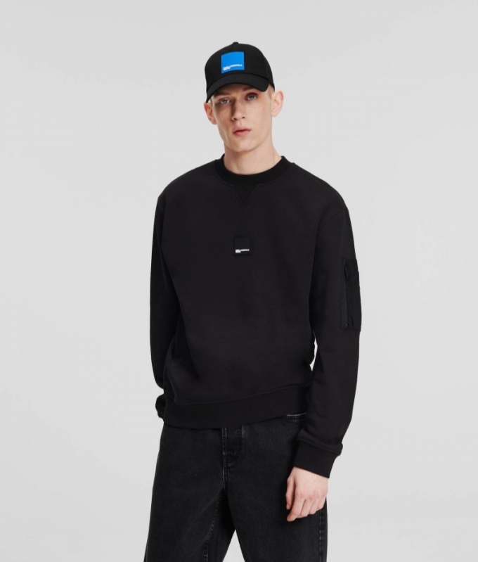 MEN'S KLJ MIX MATERIAL SWEATSHIRT - BLACK