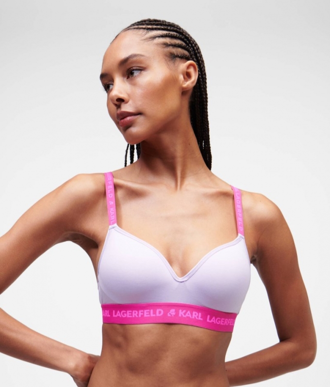 WOMEN'S KARL LOGO PADDED BRA - White