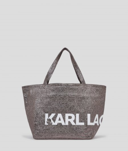 WOMEN'S K/ESSENTIAL COATED OVERSIZED LOGO SHOPPER - Gunmetal