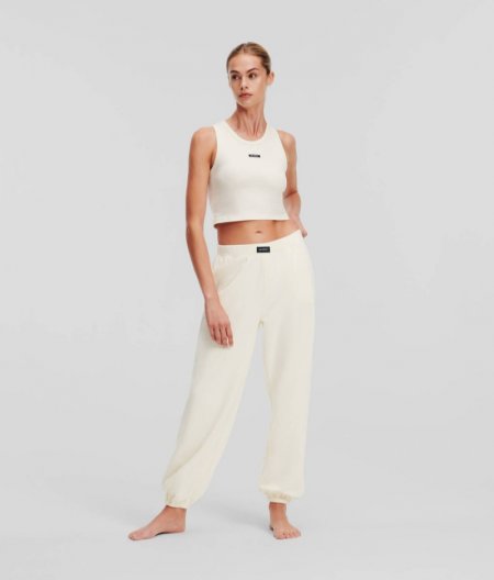 WOMEN'S ESSENTIAL LOGO CUFFED LOUNGEWEAR JOGGERS - Ivory