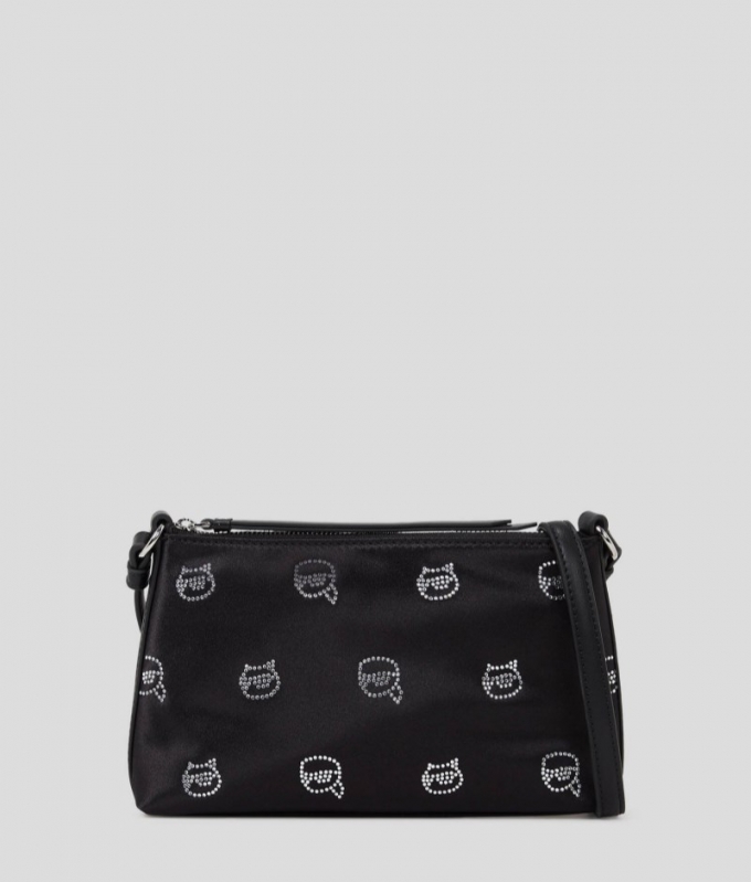 WOMEN'S IKON RHINESTONE POUCH - Black