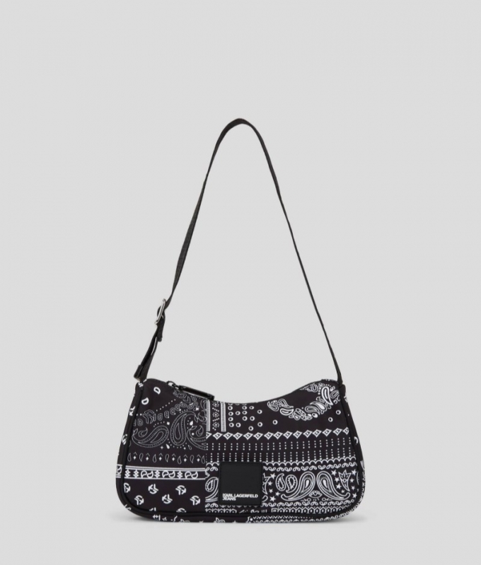 WOMEN'S KLJ URBAN NYLON SHOULDER BAG - AOP BANDANA BLACK