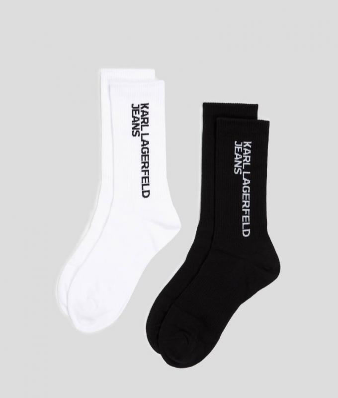 MEN'S KLJ LOGO SOCKS – 2 PACK - White/Black