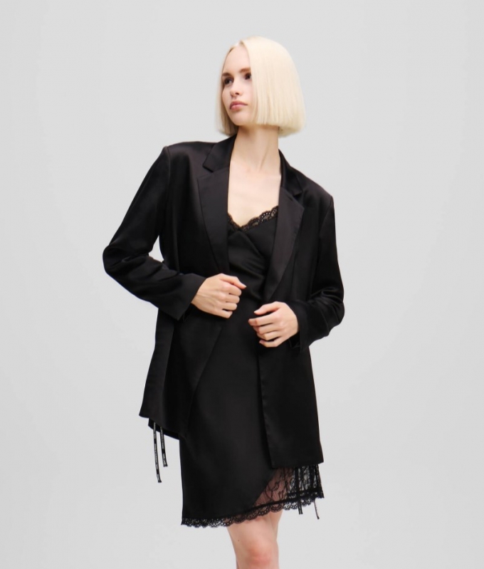 WOMEN'S SATIN BLAZER - Black