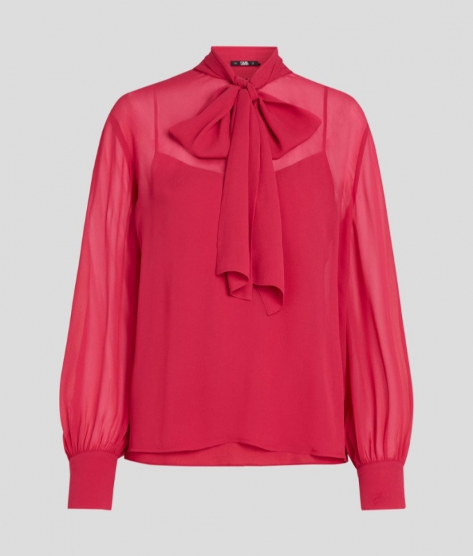 WOMEN'S BOW BLOUSE - Persian Red