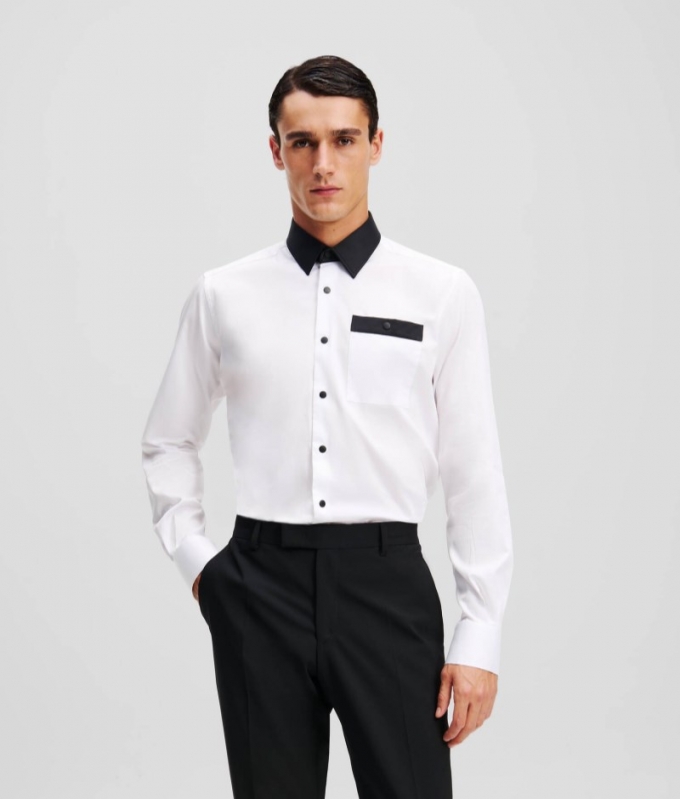 MEN'S BUTTON-DOWN SHIRT - White/Black