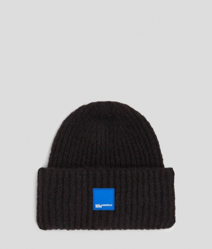 WOMEN'S KLJ BOX LOGO BEANIE - BLACK