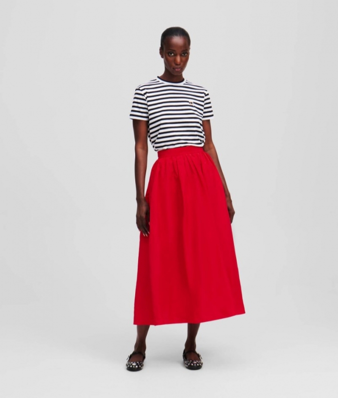 WOMEN'S VOLUMINOUS MIDI SKIRT - Racing Red