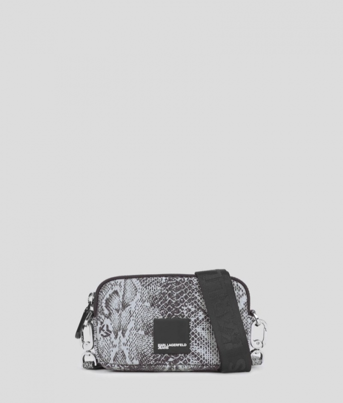 WOMEN'S KLJ SNAKE-EFFECT MINI CROSSBODY BAG - Grey Snake