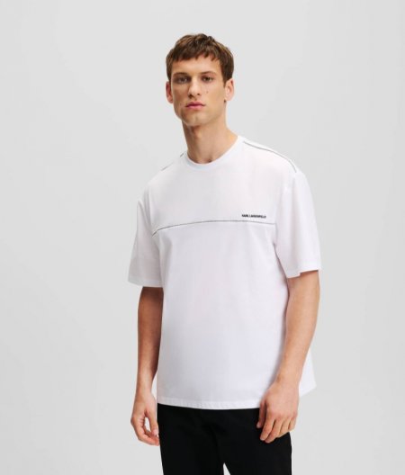 MEN'S REFLECTIVE PIPE-LINED T-SHIRT - White