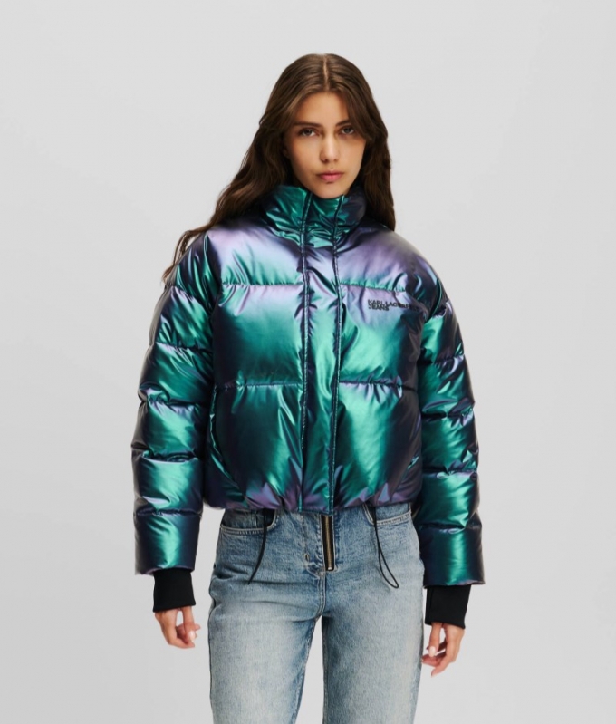 WOMEN'S KLJ CROPPED IRIDESCENT PUFFER JACKET - Iridescent