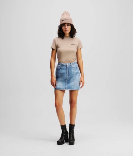 WOMEN'S COATED DENIM MINISKIRT - Coated Blue