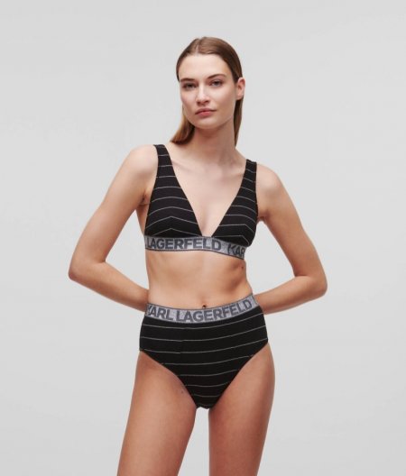 WOMEN'S KARL LOGO TRIANGLE BRA - Black/Silver