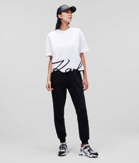 WOMEN'S KARL SIGNATURE HEM T-SHIRT - White