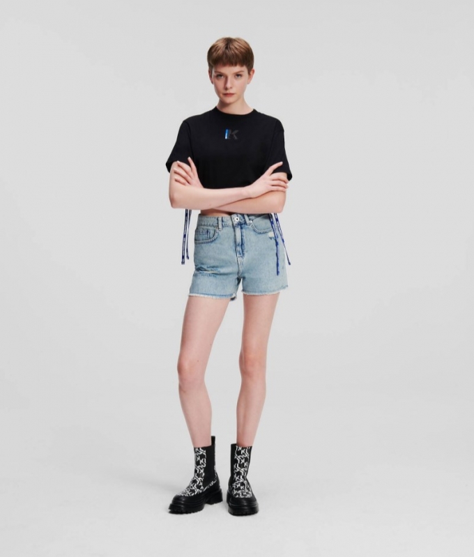 WOMEN'S KLJ MID RISE DENIM SHORTS - Acid Light