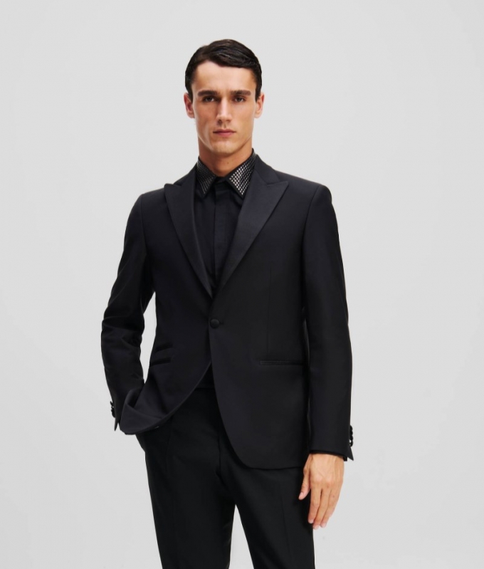 MEN'S STAND-UP COLLAR JACKET - Black