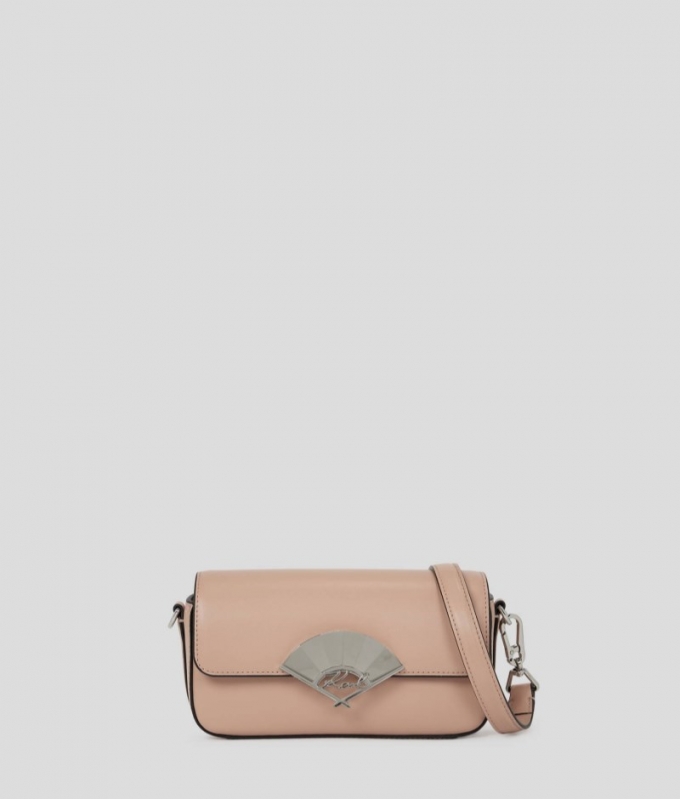 WOMEN'S K/SIGNATURE FAN SMALL CROSSBODY BAG - Off White