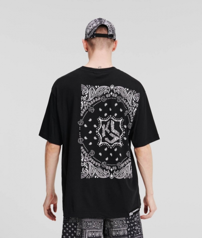 MEN'S KLJ BANDANA-PRINT T-SHIRT - BLACK