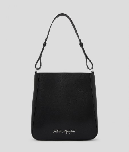 WOMEN'S K/PEBBLE LARGE HOBO BAG - Black