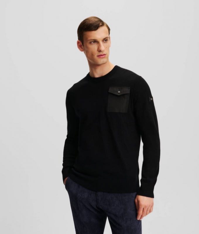 MEN'S POCKET SWEATER - BLACK/BLACK