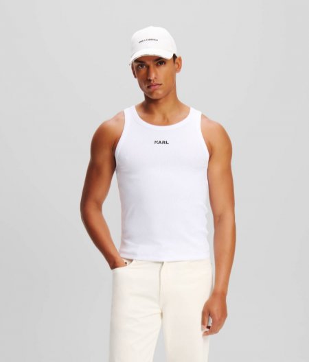 MEN'S KARL LOGO TANK TOP - White