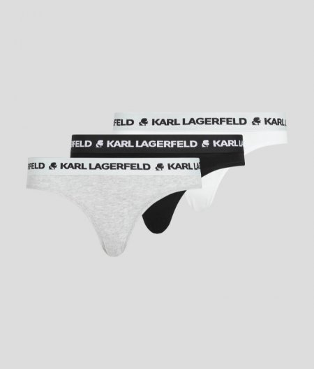 WOMEN'S KARL LOGO BRIEFS – 3-PACK - Black/White/Grey