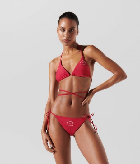 WOMEN'S RUE ST-GUILLAUME WRAP-AROUND TRIANGLE BIKINI TOP - High Risk Red